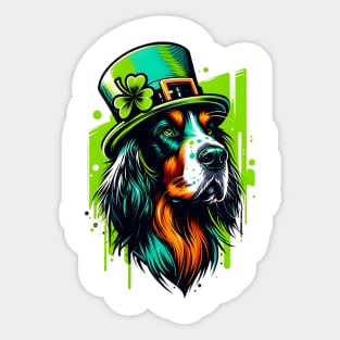 Gordon Setter in Festive Saint Patrick's Day Attire Sticker